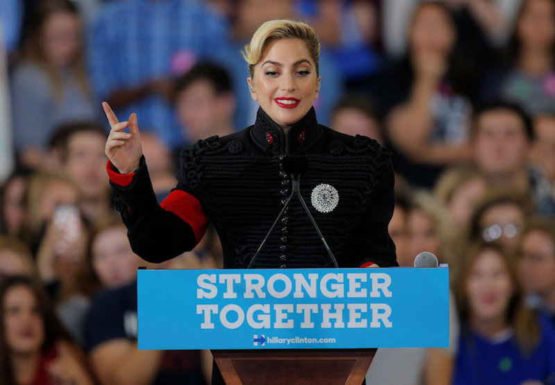 Singer Lady Gaga speaks ahead of Democratic presidential nominee Hillary Clinton at a campaign rally in Raleigh, North Carolina November 8, 2016. u00e2u20acu201d Reuters pic