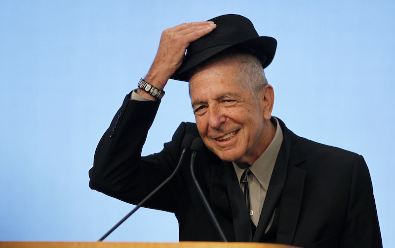 Leonard Cohen tips his hat to the audience as he accepts the 2012 Awards for Song Lyrics of Literary Excellence in Boston, Massachusetts, February 26, 2012. u00e2u20acu201d Reuters pic