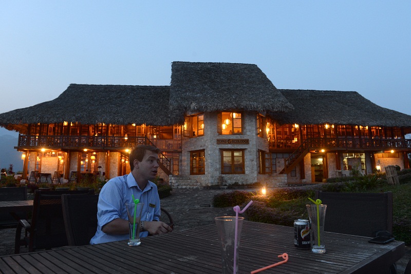 Hubert de Murard, manager of Topas Ecolodge, speaks during an interview with AFP at his resort on the outskirts of northern Sapa tourist town. u00e2u20acu201d AFP pic