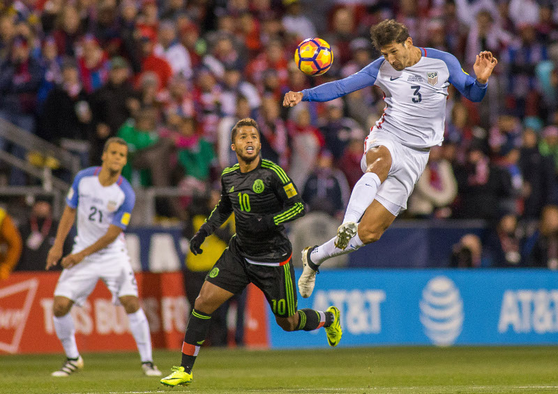 USA defender Omar Gonzalez (3) heads the ball over Mexico forward Giovani dos Santos (10) during the second half of the match at MAPFRE Stadium, Columbus, Ohio, Nov 11, 2016. Mexico beats the USA 2-1. u00e2u20acu201dTrevor Ruszkowski- USA TODAY Sports/Reuters pic