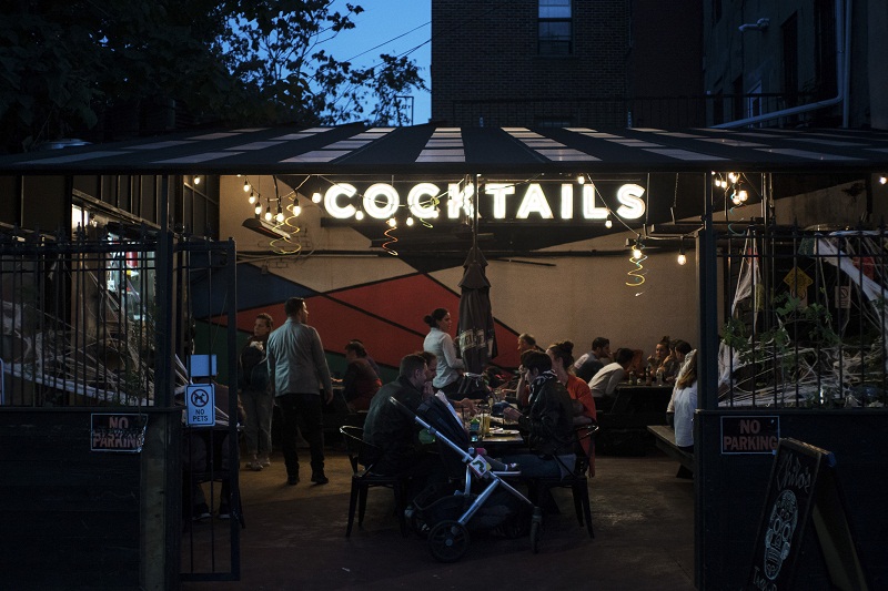 The outdoor space at Chilo’s, which features a taco truck, in the Bedford-Stuyvesant neighbourhood of Brooklyn, October 14, 2016.