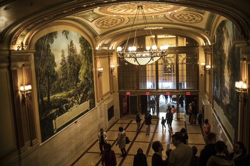 Worshippers arrive for Sunday services at the Brooklyn Tabernacle Church, which is housed in a historic theatre, in Downtown Brooklyn, October 23, 2016.