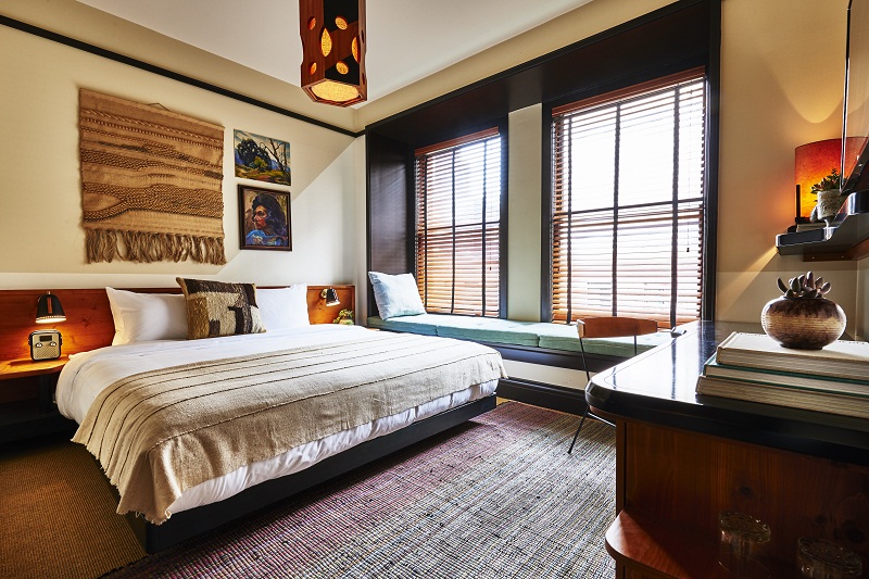 A room at The Freehand in Los Angeles, which will offer hostel-style accommodations in addition to private rooms. u00e2u20acu201d Handout via The New York Times