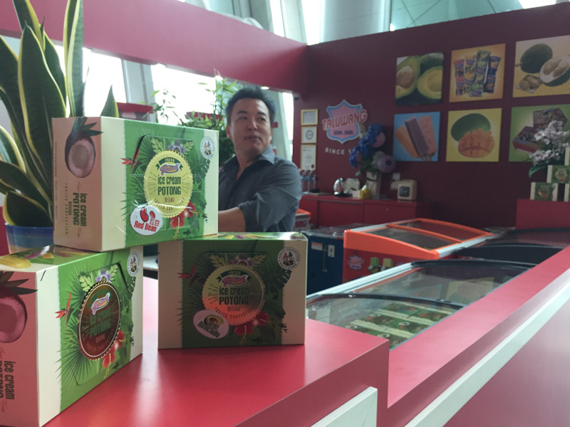 Tourists buy these specially packed ice cream potong which they can check in for their flights home.