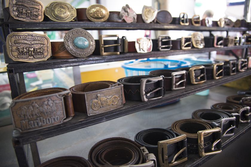 Rope Walk is a treasure trove of clothes, household items and accessories such as these belts. 