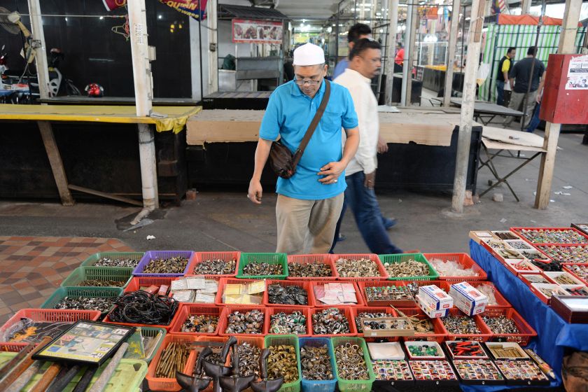 There are many costume jewellery stalls like this one at Rope Walk. 