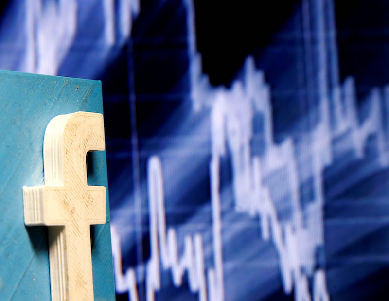 A 3D-printed Facebook logo is seen in front of a displayed stock graph in this illustration taken November 3, 2016. u00e2u20acu201d Reuters pic