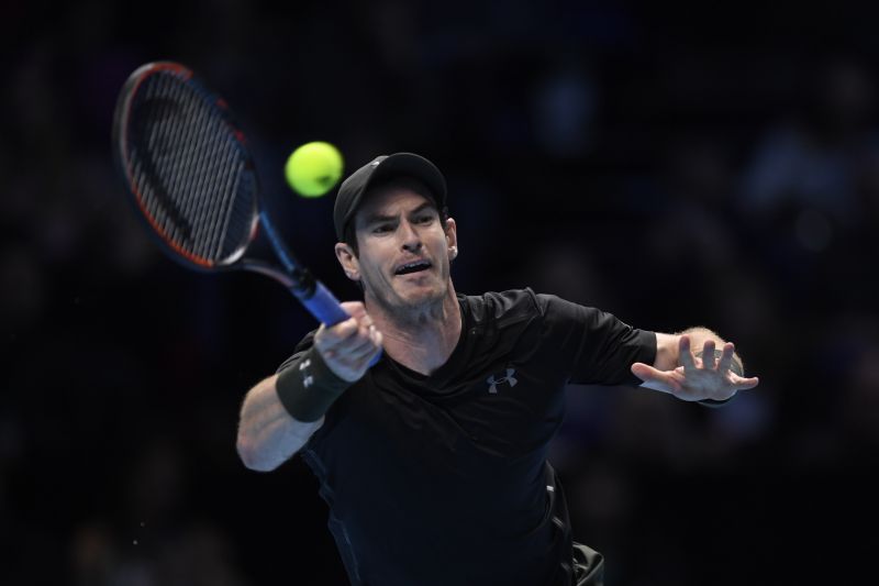 Andy Murray in action during his round robin match against Switzerland's Stanislas Wawrinka at the O2 Arena in London, November 19, 2016. u00e2u20acu2022 Reuters pic