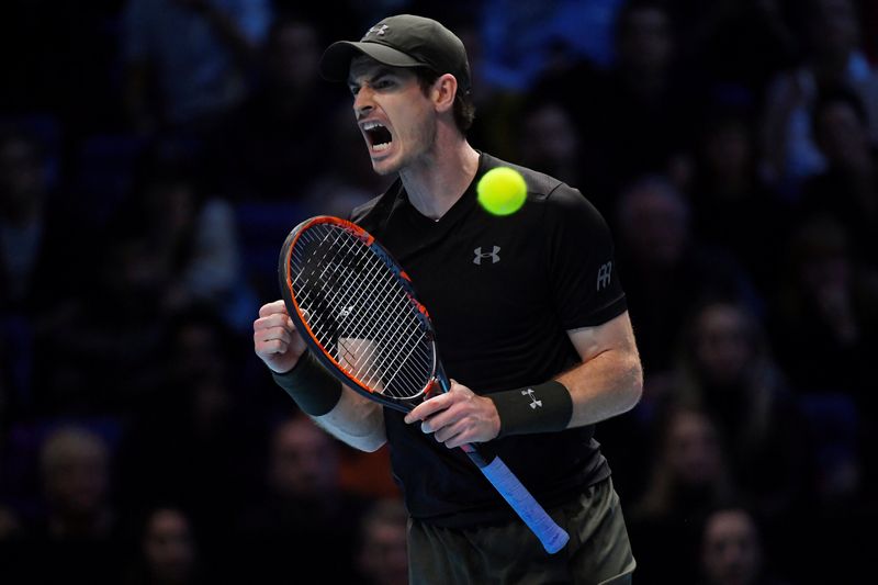 Andy Murray celebrates during the final against Novak Djokovic at the Barclays ATP World Tour Finals in London November 20, 2016. u00e2u20acu201d Reuters pic
