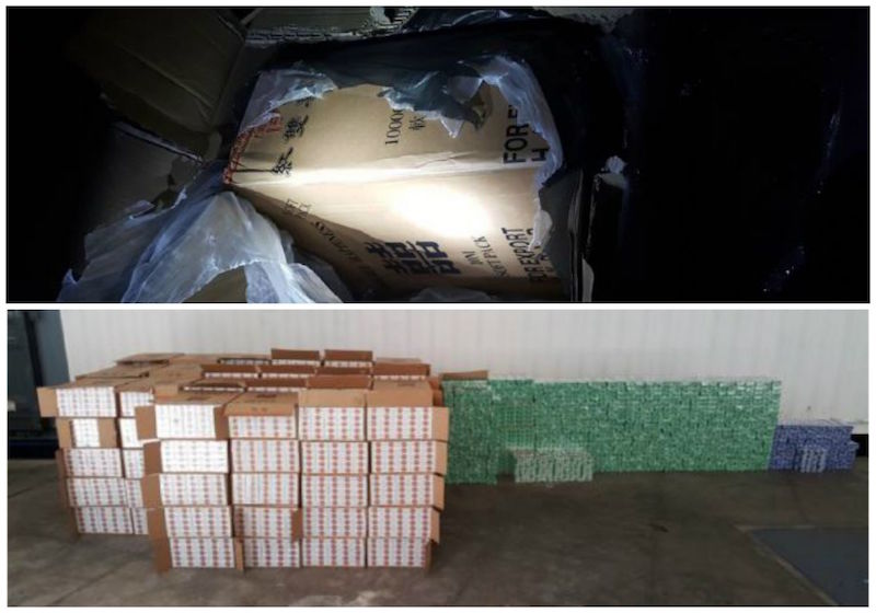 A portion of the duty-unpaid cigarettes that were seized by the Immigrations & Checkpoints Authority at Tuas Checkpoint on November 17, 2016. u00e2u20acu201d Handout via TODAY