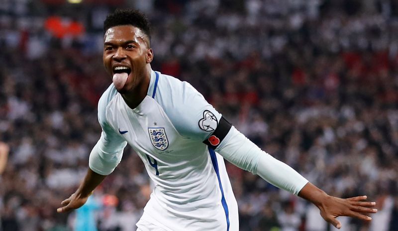 Daniel Sturridge celebrates scoring England's first goal in the World Cup qualifying match against Scotland at Wembley November 11, 2016. u00e2u20acu201d Reuters pic