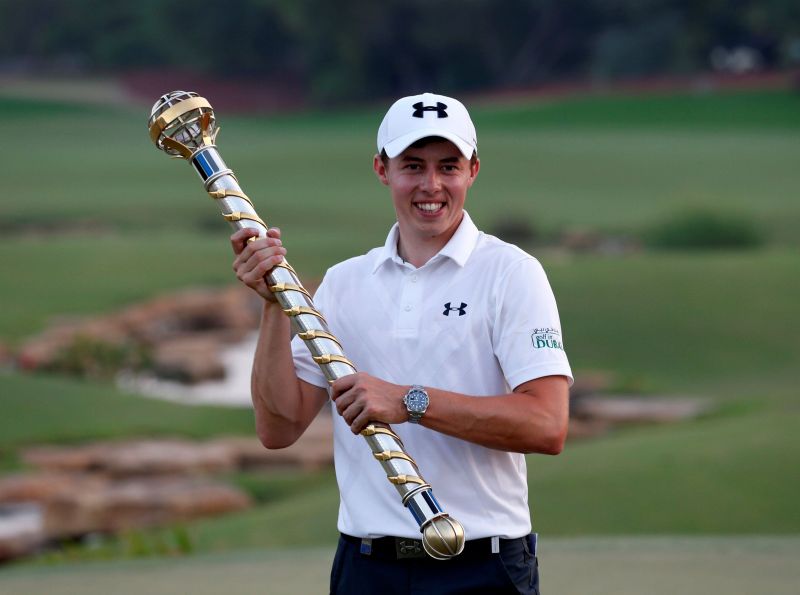 Matthew Fitzpatrick with his champions trophy, doubling his career earnings.