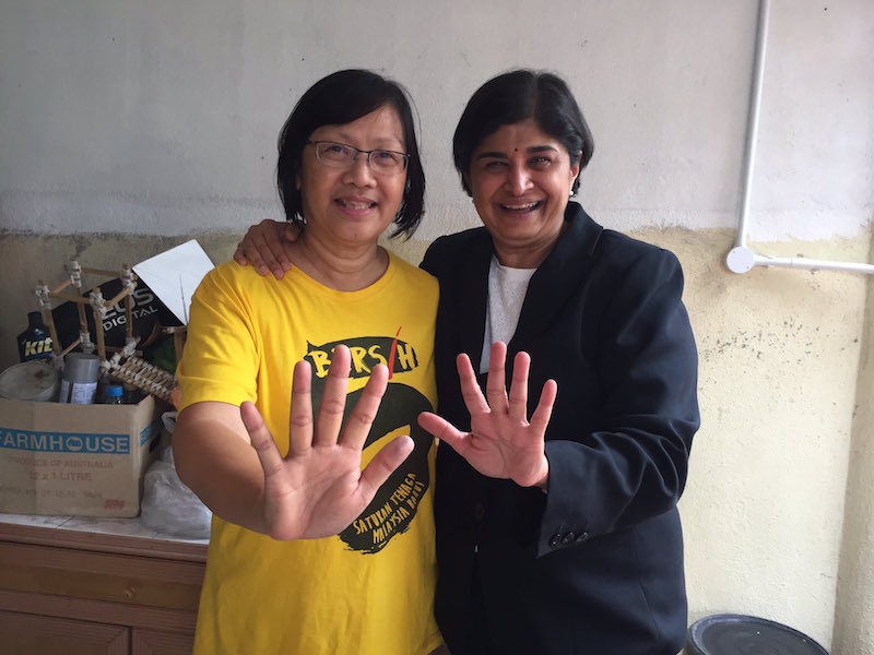 Maria Chin Abdullah and Datuk Ambiga Sreenevasan are pictured after the former was released from detention on November 28, 2016. u00e2u20acu201d Picture via Twiiter.com/Ambiga_S
