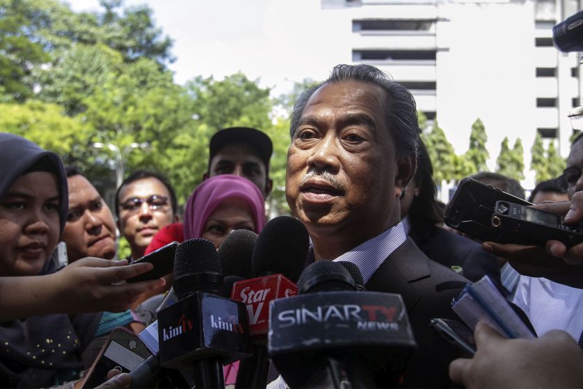 Parti Pribumi Bersatu Malaysia (PPBM) president, Tan Sri Muhyiddin Yassin speaks to reporters outside the Bukit Aman Police Headquarters on November 15, 2016. u00e2u20acu201d Picture by Yusof Mat Isa