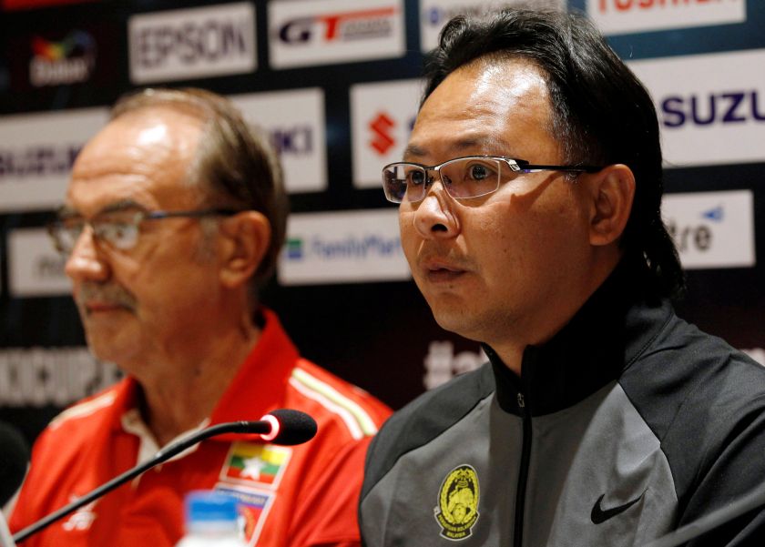 Malaysiau00e2u20acu2122s coach Ong Kim Swee talks to reporters during a news conference ahead of the match with Myanmar team in a hotel at Yangon November 25, 2016. u00e2u20acu2022 Reuters pic