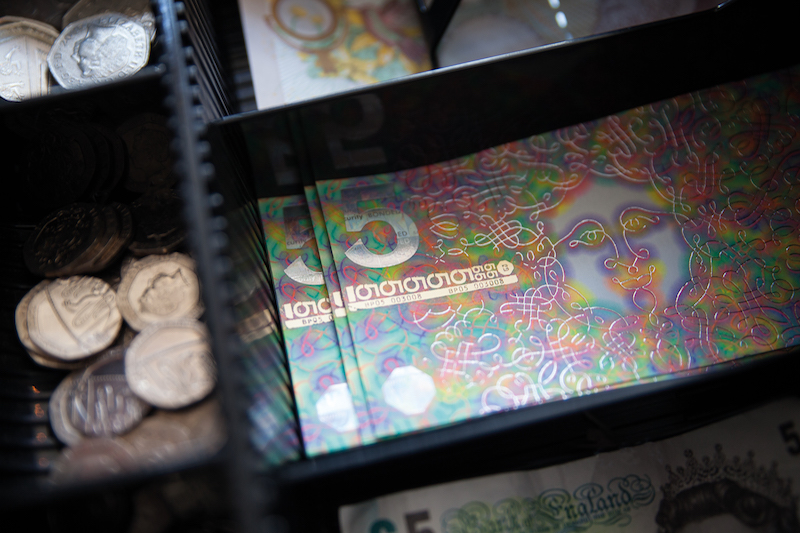A psychedelic u00c2u00a35 note designed by the artist Jeremy Deller for the Brixton area of London. u00e2u20acu201d NYT pic 