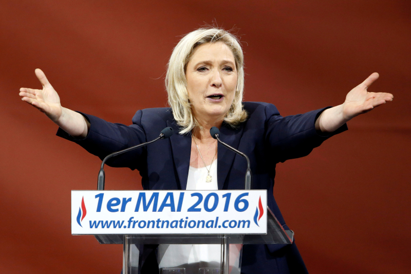 Franceu00e2u20acu2122s far right National Front political party leader Marine Le Pen delivers her speech as part of the National Frontu00e2u20acu2122s annual May Day rally in Paris May 1, 2016. u00e2u20acu201d Reuters pic