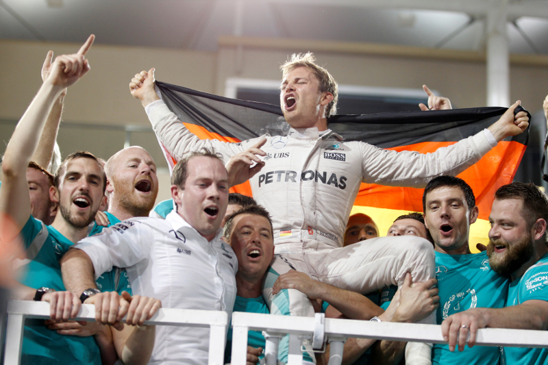 Mercedesu00e2u20acu2122 Formula One driver Nico Rosberg of Germany celebrates after he secures his Formula One 2016 Driversu00e2u20acu2122 World Championship at the as Marina Circuit, Abu Dhabi November 27, 2016. u00e2u20acu201d Reuters pic