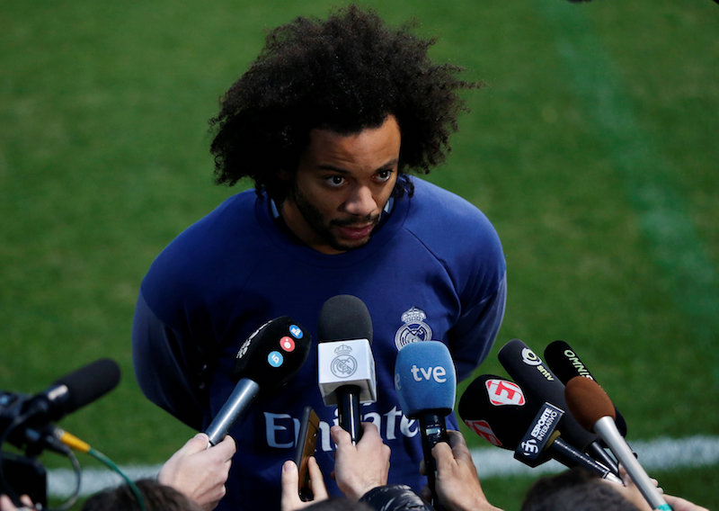 Real Madridu00e2u20acu2122s Marcelo speaks to media before training session ahead of Fifa Club World Cup semi-final match against Club America in Yokohama December 12, 2016. u00e2u20acu201d Reuters pic