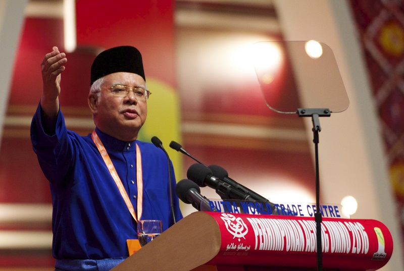 Umno President Datuk Seri Najib Razak speaks during the opening ceremony of the 2016 Umno General Assembly in Kuala Lumpur December 1, 2016. u00e2u20acu201d Bernama pic