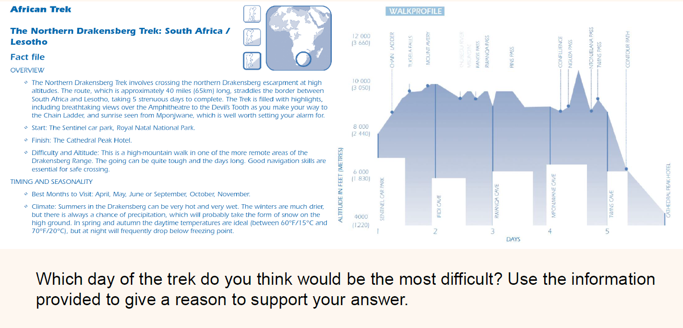 Example of a reading question in PISA.