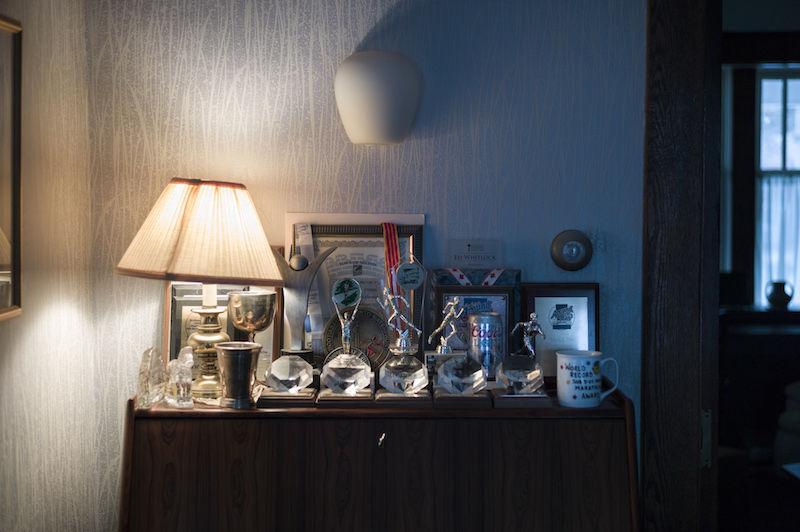 Runner Ed Whitlock’s various running trophies at his home in Milton, Ontario, December 28, 2016. — Picture by Ian Willms/The New York Times