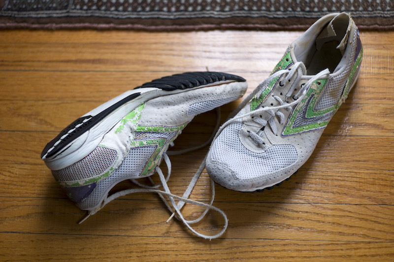 Ed Whitlock’s aged running shoes, which he wore while setting the record for the oldest person to ever complete a marathon in under four hours, at his home in Milton, Ontario, December 28, 2016. — Picture by Ian Willms/The New York Times