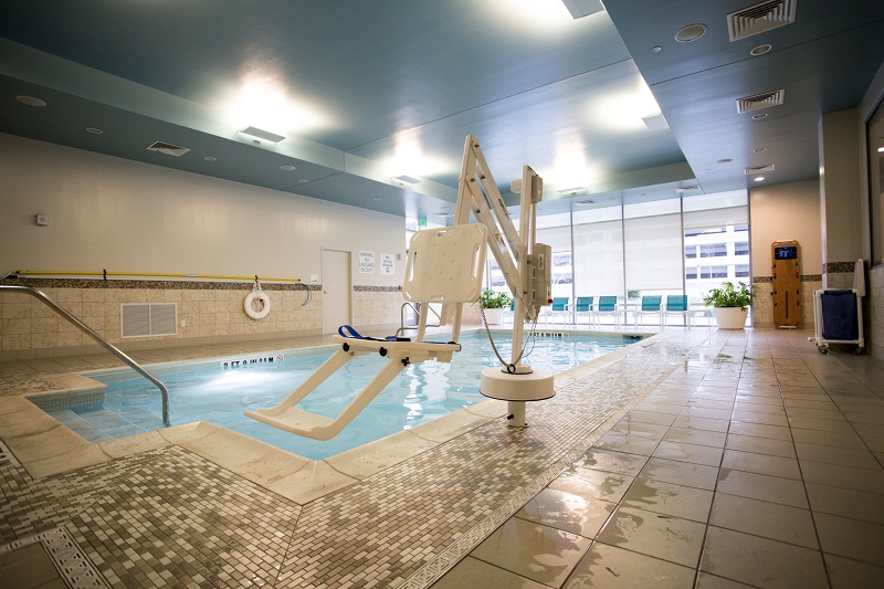 A lift in the pool of a Holiday Inn built on the campus of the Cleveland Clinic, in Cleveland, November 25, 2016. 