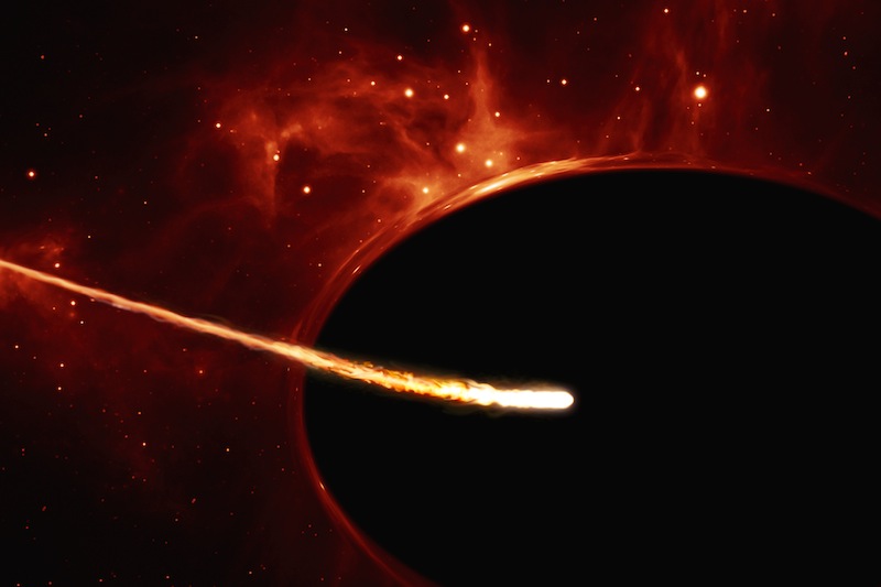 A handout artist's impression released on December 9, 2016 by the European Space Agency shows a Sun-like star close to a rapidly spinning supermassive black hole. u00e2u20acu201d AFP pic