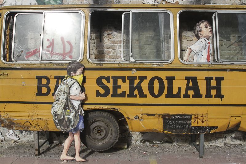 A close-up look at Zacharevic's ‘Rage against the Machine’ art installation at 12-14, Jalan Sultan. ― Picture by Yusof Mat Isa