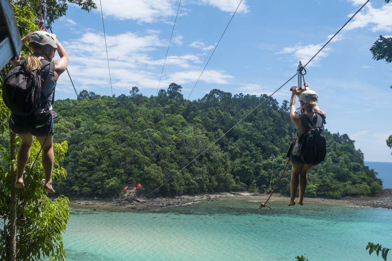 The popular Sapi island is not only popular for snorkelling, sun bathing, watersports and diving, but visitors can also take a zipline from one island to the next. u00e2u20acu2022 Picture courtesy of Sabah Tourism Board