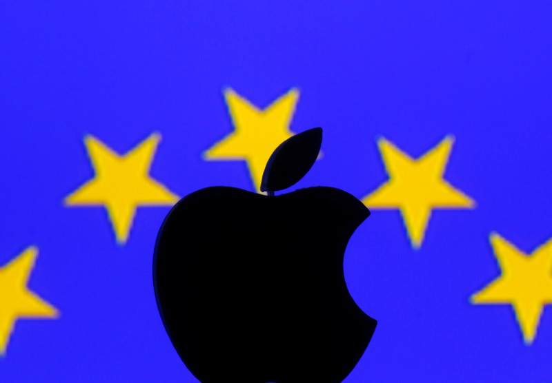 A 3D printed Apple logo is seen in front of a displayed European Union flag in this illustration taken September 2, 2016. u00e2u20acu201d Reuters pic