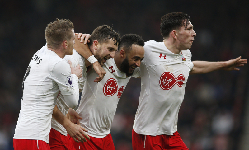 Southampton's Jay Rodriguez celebrates scoring their third goal with his team mates during their Premier League match against AFC Bournemouth at Vitality Stadium, Bournemouth December 18, 2016. u00e2u20acu201d Reuters pic