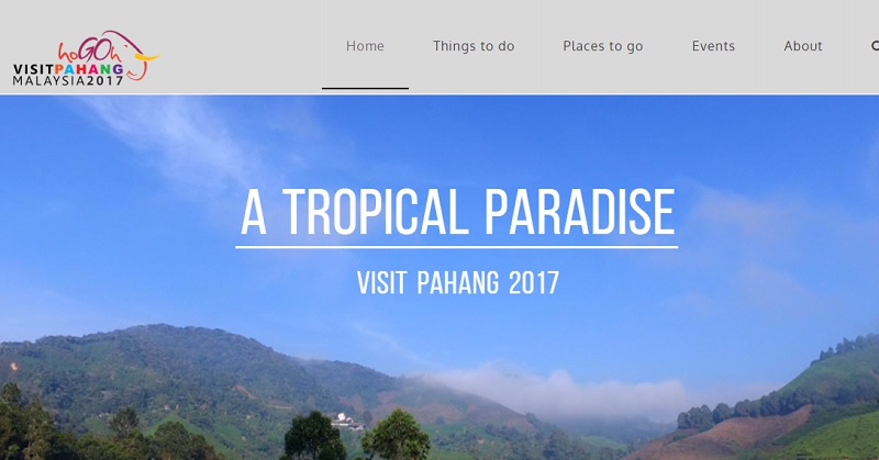 A screenshot taken from the official Visit Pahang 2017 website. u00e2u20acu201d Screenshot from visitpahang.com