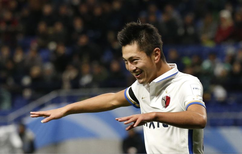 Kashima Antlers' Yuma Suzuki celebrates scoring the third goal against Atletico Nacional. u00e2u20acu2022 Reuters pic