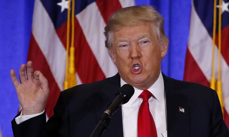 President-elect Donald Trump speaks during a news conference in the lobby of Trump Tower in Manhattan. u00e2u20acu2022 Reuters pic