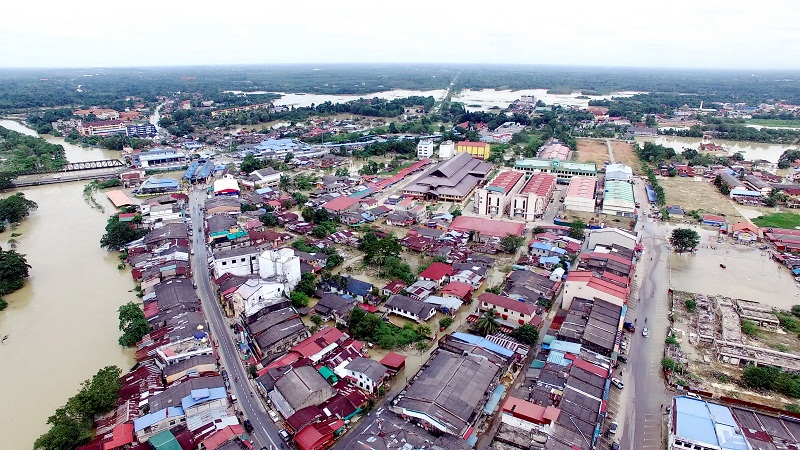 An aerial view of the receding flood waters in Rantau Panjang January 6, 2017. u00e2u20acu201d Bernama pic