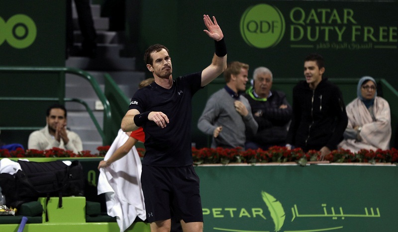 Britainu00e2u20acu2122s Andy Murray waves after winning the match against Nicolas Almagro of Spain in Doha January 5, 2017. u00e2u20acu201d Reuters pic