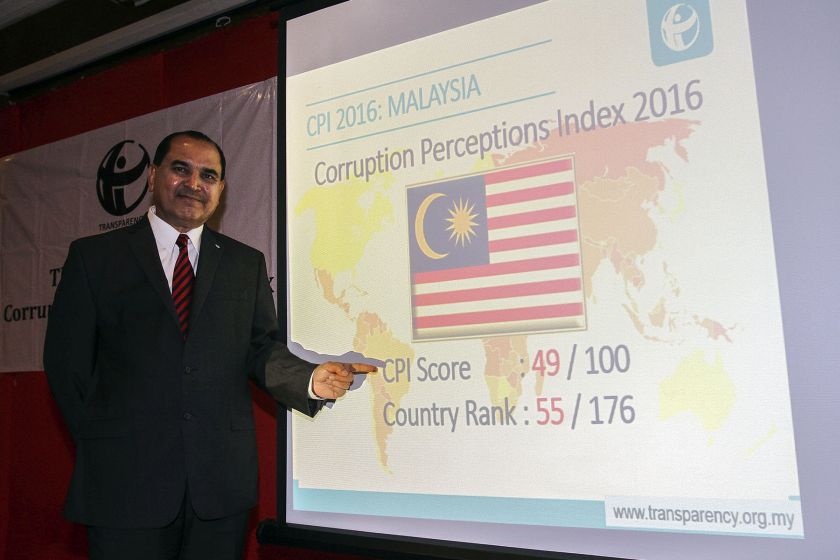 Transparency International Malaysia President Datuk Akhbar Satar poses for a picture during presentation of the annual Corruption Perceptions Index in Kuala Lumpur on January 25, 2017. u00e2u20acu201d Picture by Yusof Mat Isa