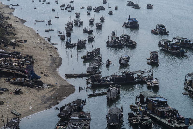 Boats belonging to members of the Tanka group, in the floating village of Datang, China, January 21, 2017. — Picture by Lam Yik Fei/The New York Times