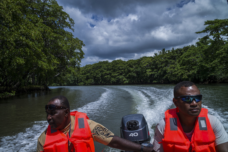 Pita Qarau (left) who spends two days a week monitoring the turtle population, on the Fijian Island of Yadua January 3, 2017. — Picture by Lam Yik Fei/The New York Times