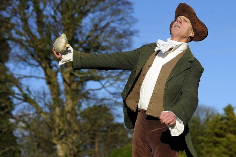 Competitor Bill Boyd in Robert Burns era costume throws a haggis during the 2017 World Haggis Hurling Championships at Burns Cottage in Alloway, Ayrshire, Scotland. u00e2u20acu201d Reuters pic
