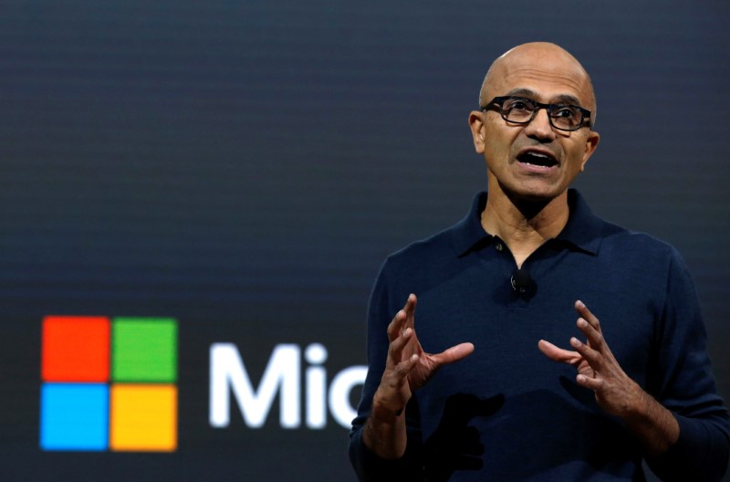Microsoft chief executive officer (CEO) Satya Narayana Nadella speaks at a live Microsoft event in the Manhattan borough of New York City, October 26, 2016. u00e2u20acu201d Reuters pic