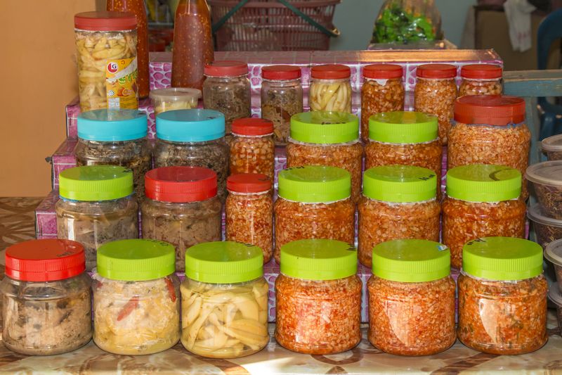 ‘Tuhau’ in pickle form are sold at Sabah’s roadside stalls and ‘tamus.’ — Picture by Murphy Ng
