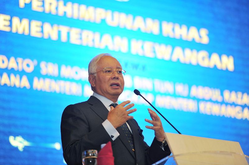 Prime Minister Datuk Seri Najib Razak speaking during the monthly gathering of the Ministry of Finance attended by civil servants from various departments under the ministry in Putrajaya, January 26, 2017. u00e2u20acu201d Bernama pic