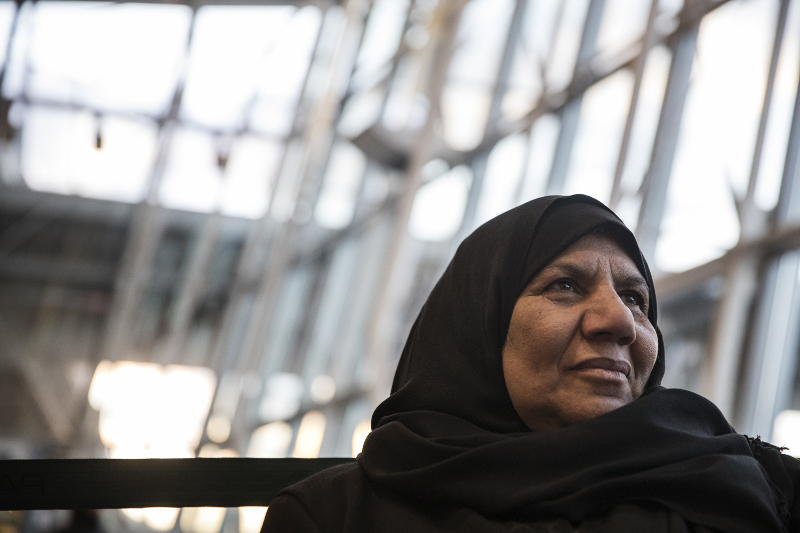 Hamidyah Al Saeedi, an Iraqi was flying from Qatar with a visa to join her son, who had become a US citizen and joined the Army, after she was released from detention at John F. Kennedy International Airport in New York, January 29, 2017. u00e2u20acu201d Picture by V