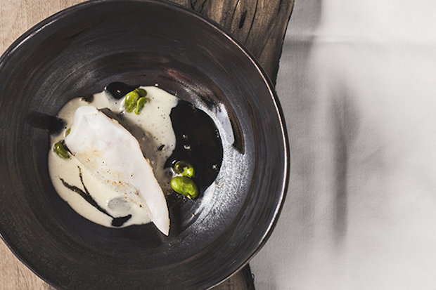 Squid, lamb sweetbreads, fermented cheese at Hisa Franko. — Handout via AFP