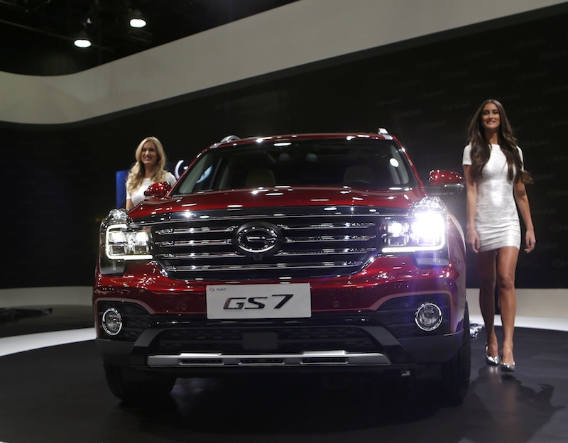Models unveil the GAC GS7 during the North American International Auto Show in Detroit, Michigan, January 9, 2017. u00e2u20acu201d Reuters pic