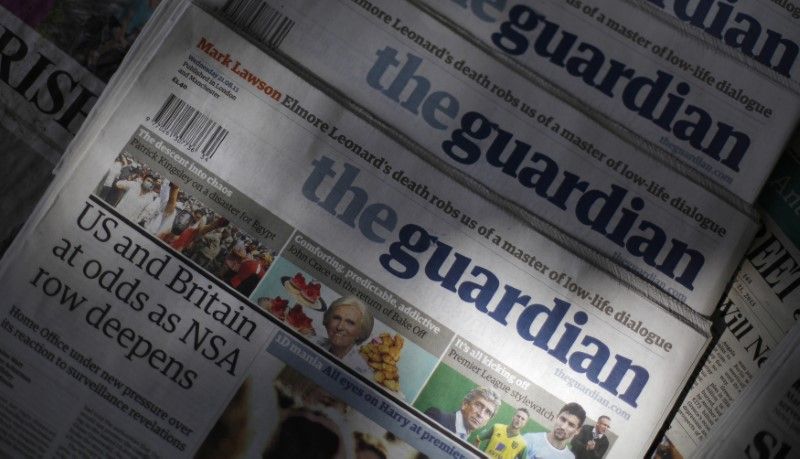 Copies of the 'Guardian' newspaper are displayed at a news agent in London August 21 2013. u00e2u20acu201d Reuters pic