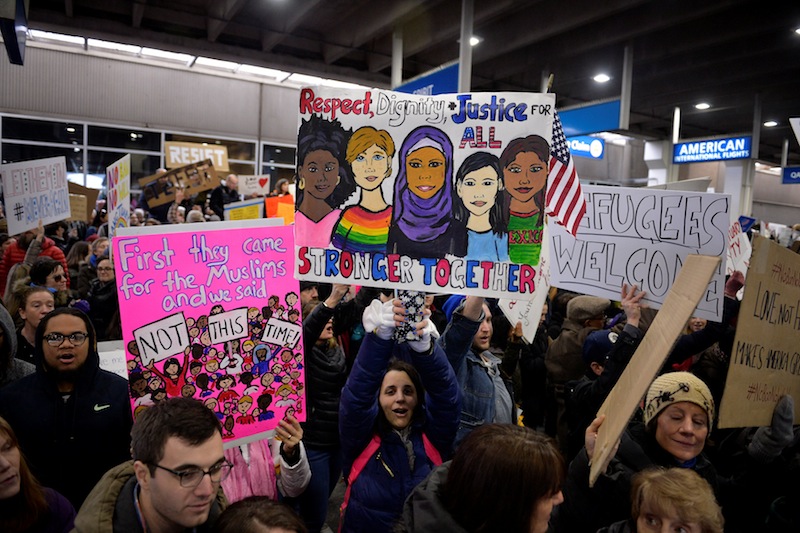 Demonstrators yell slogans during anti-Donald Trump travel ban protests outside Philadelphia International Airport in Philadelphia, Pennsylvania, U.S., January 29, 2017. u00e2u20acu201d Reuters pic